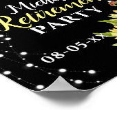 退職フローラひまわりパーティーウェルカムブラック ポスター (角)