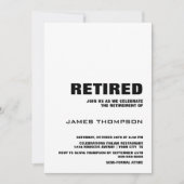 退職モダンパーティーシンプル白黒 招待状 (正面)