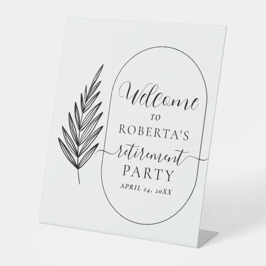 退職モダンミニマルパーティー歓迎 台座サイン (正面)