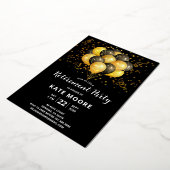 退職モダン金ゴールドブラックバルーン 箔招待状 (回転した状態)