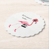 退職モード！シックな上品なピンクフラミンゴ ペーパーコースター (アングル)