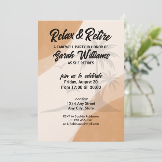 退職リラックスと退職会社のお別れパーティー 招待状 (スタンド正面)