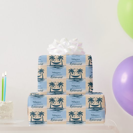 退職リラックスビーチハンモック ラッピングペーパー (パーティーギフト)