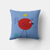 退職レトロ鳥デザインブルー クッション (裏面)