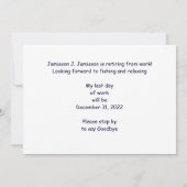 退職予告魚釣りボート定日 案内状 (裏面)
