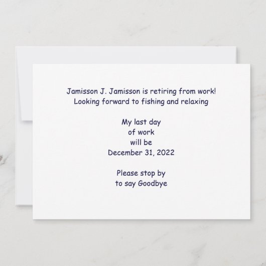 退職予告魚釣りボート定日 案内状 (裏面)