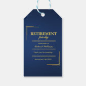 退職企業の青エレガント金ゴールド ギフトタグ (裏面)