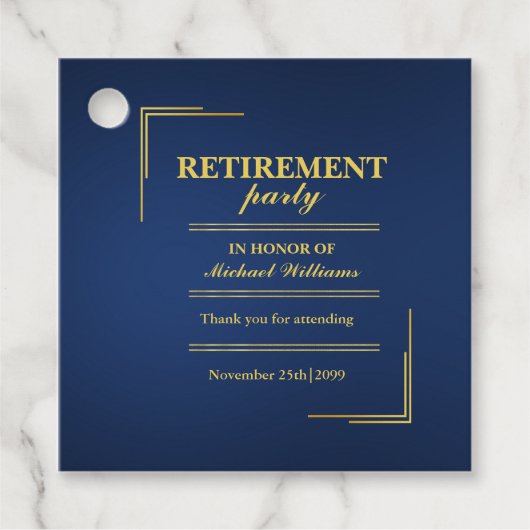 退職企業の青エレガント金ゴールド フェイバータグ (正面)