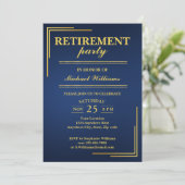 退職企業の青エレガント金ゴールド 招待状 (スタンド正面)