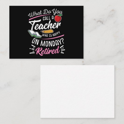 退職先生退職した先生が月曜にハッピー ノートカード (正面/裏面)