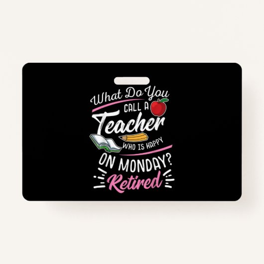 退職先生退職した先生が月曜にハッピー バッジ (正面)