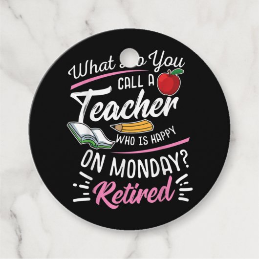 退職先生退職した先生ハッピーオン月曜日 フェイバータグ (正面)