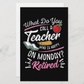 退職先生退職した先生ハッピーオン月曜日 便箋 (正面/裏面)