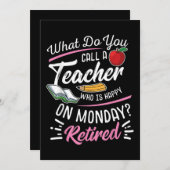 退職先生退職した先生ハッピーオン月曜日 招待状 (正面/裏面)