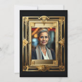 退職写真黒金ゴールド送別用レトロパーティー 招待状 (正面)