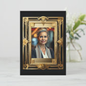 退職写真黒金ゴールド送別用レトロパーティー 招待状 (スタンド正面)