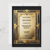 退職写真黒金ゴールド送別用レトロパーティー 招待状 (裏面)