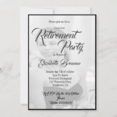 退職写真 エレガント ブラック＆ホワイト スタイリッシュ 招待状 (正面)