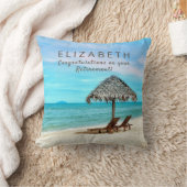 退職名前をカスタムすると文字熱帯ビーチ クッション (ブランケット)