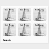 退職帆船遠くに帆船フォーマル スクエアシール (シート)