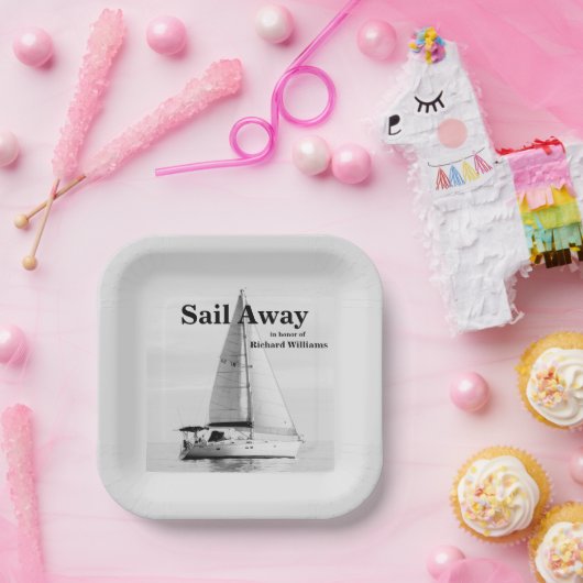 退職帆船遠くに帆船フォーマル ペーパープレート (パーティー)