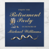 退職式 フォーマル クラシック シャンパングラス 青 ワインラベル (シングルラベル)