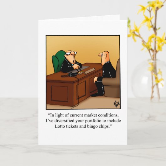 退職後おもしろいのユーモアあいさつカード カード (黄色い花)