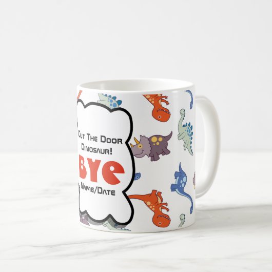 退職後おもしろいの同僚の戸外の恐竜 コーヒーマグカップ (正面右)