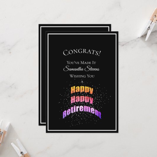 退職後のおめでとうの名称おもしろい カード (正面/裏面インサイチュ)