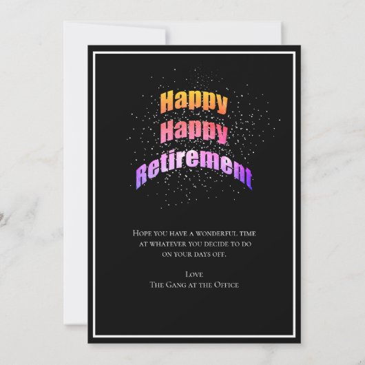 退職後のおめでとうの名称おもしろい カード (裏面)