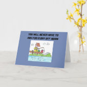 退職後のグリーティングカード – 老人出向魚釣り カード (黄色い花)