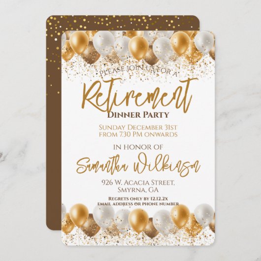 退職後のディナーパーティー 招待状 (正面/裏面)