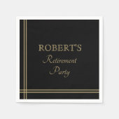 退職後のナプキンを黒と金ゴールドで スタンダードカクテルナプキン (正面)