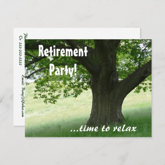 退職後のパーティーと平和なツリー/引用文 招待状 (正面/裏面)