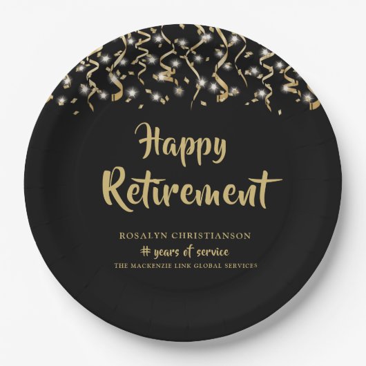 退職後のブラック金ゴールドストリーマー勤続年数 ペーパープレート (正面)
