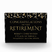 退職後のブラック金ゴールド紙吹雪勤続年数Pl フォトブロック (正面)