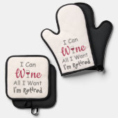 退職後のワインのみ 鍋つかみ&鍋敷きセット (正面/裏面)