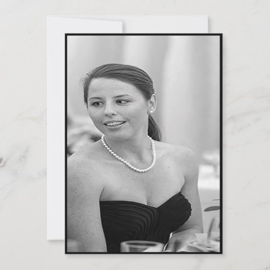 退職後の写真エレガント白黒スタイリッシュ 招待状 (裏面)