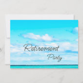退職後の写真海ビーチ青モダン 招待状 (裏面)