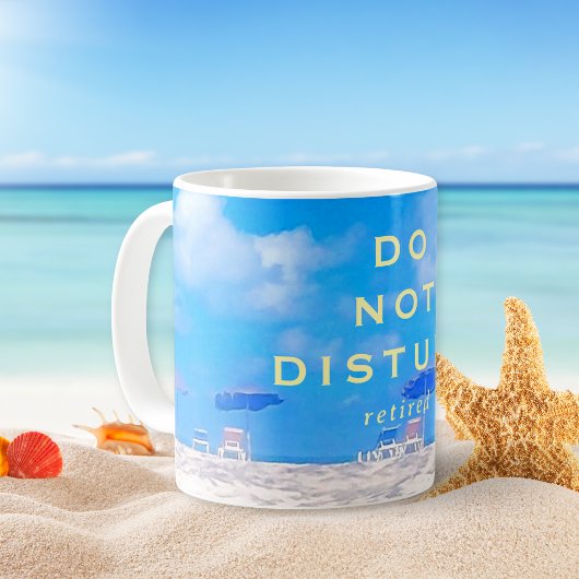 退職後の夏のビーチの青と白のギフト コーヒーマグカップ