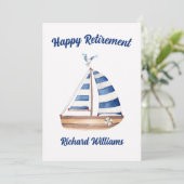 退職後の幸福な退職の帆船の水色 招待状 (スタンド正面)