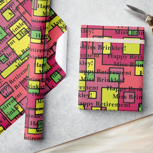 退職後の挨拶テキストは緑（黄） ラッピングペーパー