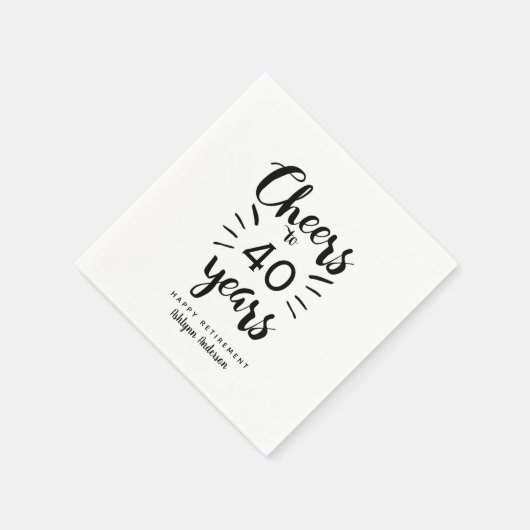 退職後の白パーソナライズされたと黒の応援 スタンダードカクテルナプキン (角)