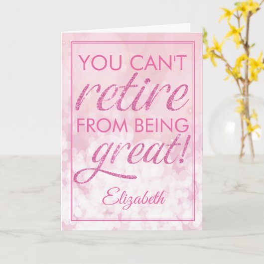 退職後の華やかなピンクの引退素晴らし カード (黄色い花)