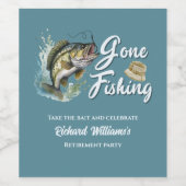 退職後の魚釣りビッグフィッシュ退職した漁師 ワインラベル (シングルラベル)