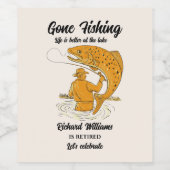 退職後の魚釣り生活が良退職したい ワインラベル (シングルラベル)