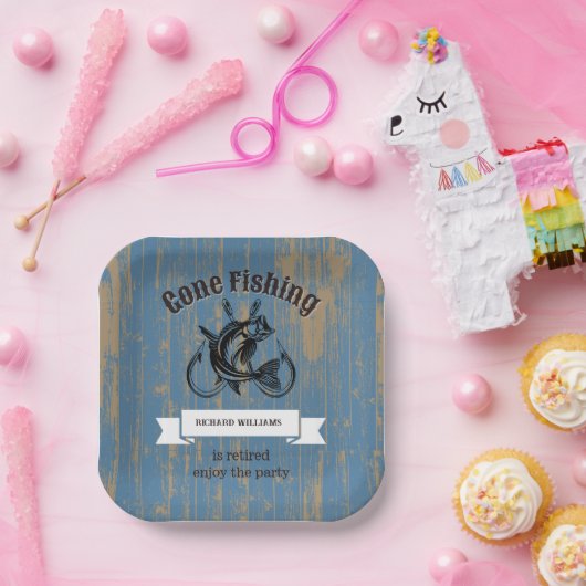 退職後の魚釣り退職した素朴木材 ペーパープレート (パーティー)