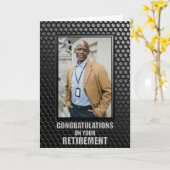 退職後の黒の幾何学的パターンカスタムの写真 カード (黄色い花)