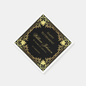 退職後の黒フェイク金ゴールドヴィンテージエレガントスクリプト スタンダードカクテルナプキン (角)