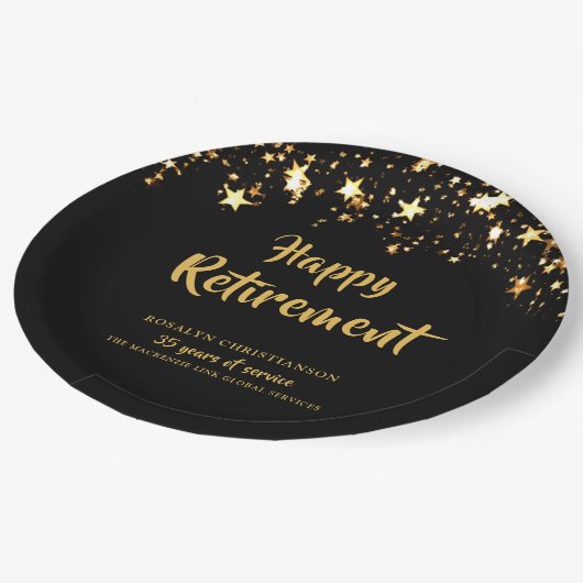 退職後の黒金ゴールド星の勤続年名 ペーパープレート (アングル)